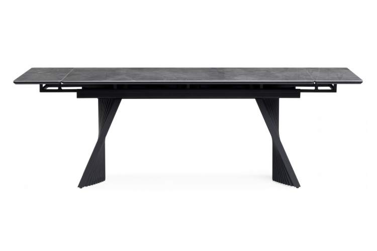 Керамический стол Вейв 160(220)х89х75 серый мрамор baolai / черный-11