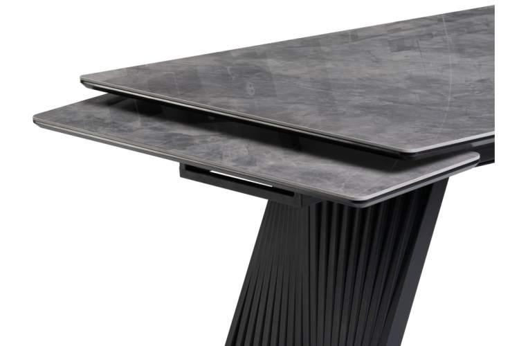 Керамический стол Вейв 160(220)х89х75 серый мрамор baolai / черный-14