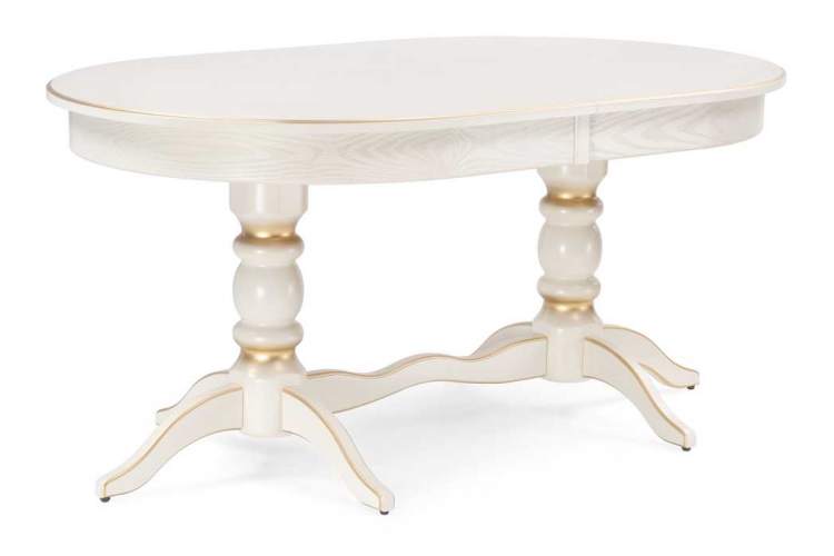 Стол деревянный Дейвер 160(220)х100 слоновая кость / золото