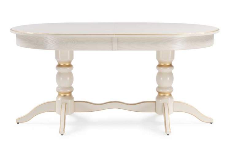 Стол деревянный Дейвер 160(220)х100 слоновая кость / золото-1