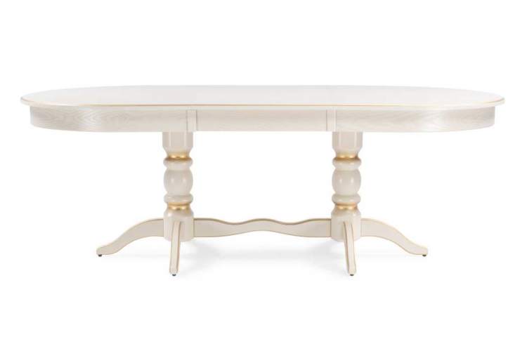 Стол деревянный Дейвер 160(220)х100 слоновая кость / золото-2