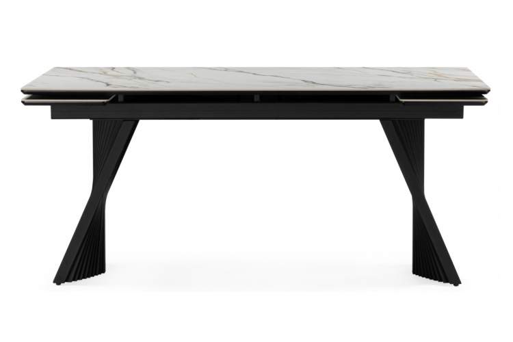 Керамический стол Вейв 160(220)х89 белый с прожилками gilt white / черный-10