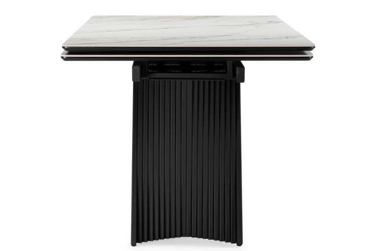 Керамический стол Вейв 160(220)х89 белый с прожилками gilt white / черный-11