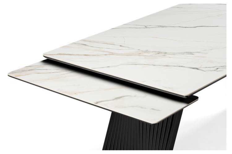 Керамический стол Вейв 160(220)х89 белый с прожилками gilt white / черный-14