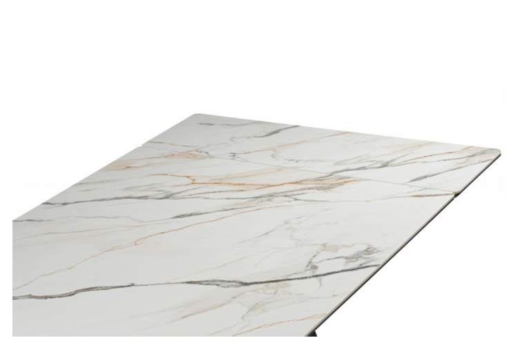 Керамический стол Вейв 160(220)х89 белый с прожилками gilt white / черный-15