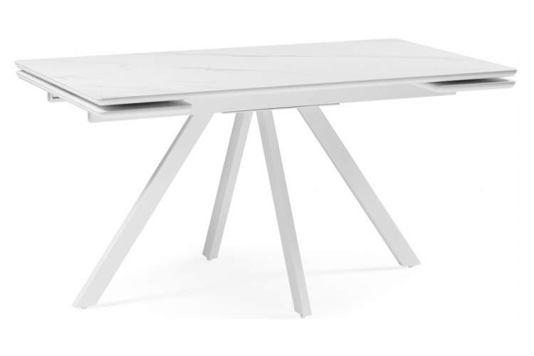 Керамический стол Вилли 140 (200) х 80 белый мрамор alpin white / snow white / белый