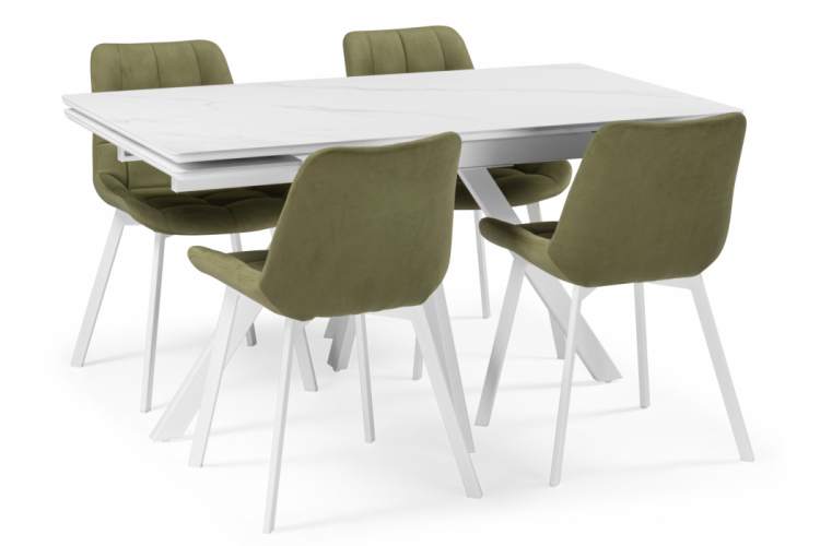 Керамический стол Вилли 140 (200) х 80 белый мрамор alpin white / snow white / белый-16