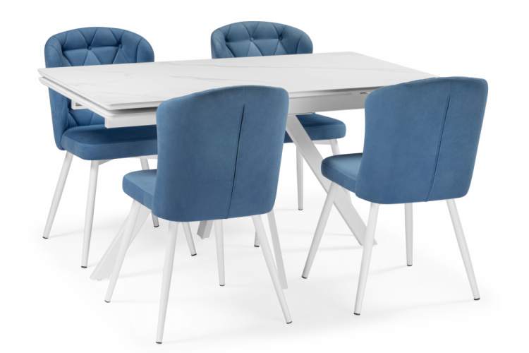 Керамический стол Вилли 140 (200) х 80 белый мрамор alpin white / snow white / белый-18