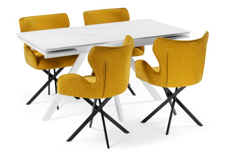 Керамический стол Вилли 140 (200) х 80 белый мрамор alpin white / snow white / белый-19