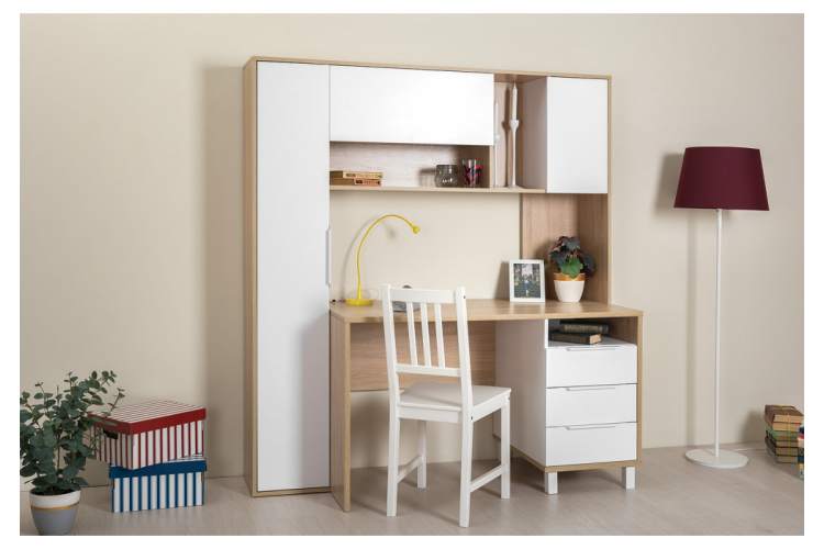 Компьютерный стол Комфорт 12.95 дуб сонома / белый PE шагрень-1