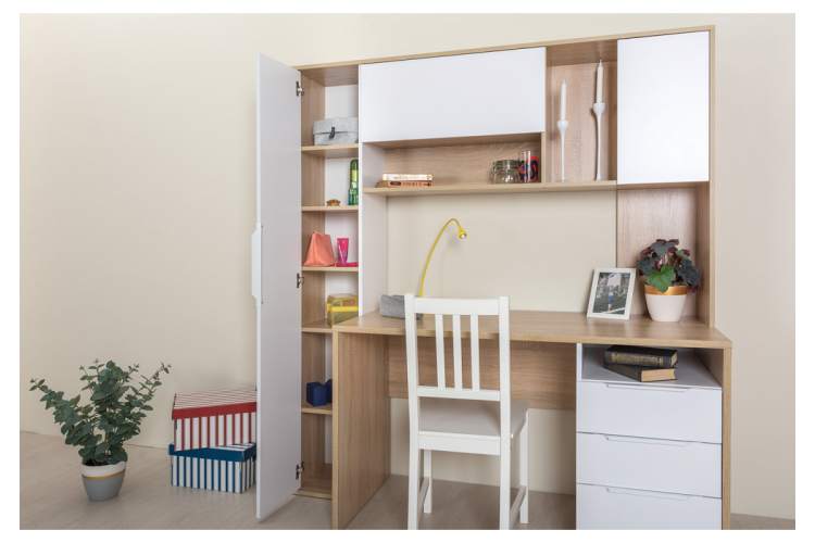 Компьютерный стол Комфорт 12.95 дуб сонома / белый PE шагрень-11