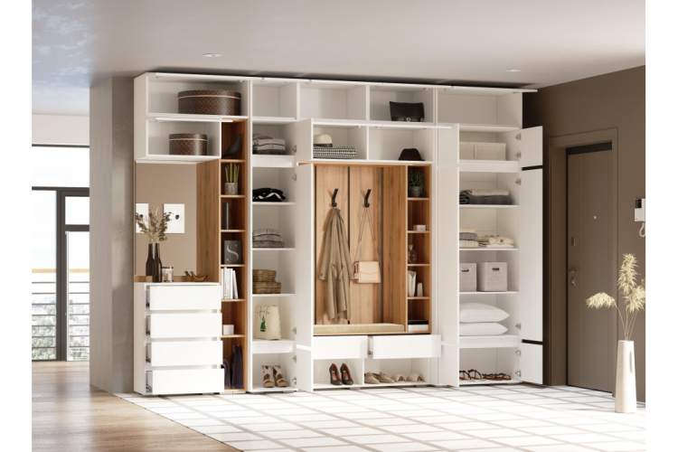 Прихожая Роут белый комплектация 1-1