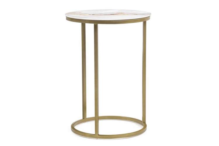 Журнальный стол Иберис круглый белый / золото