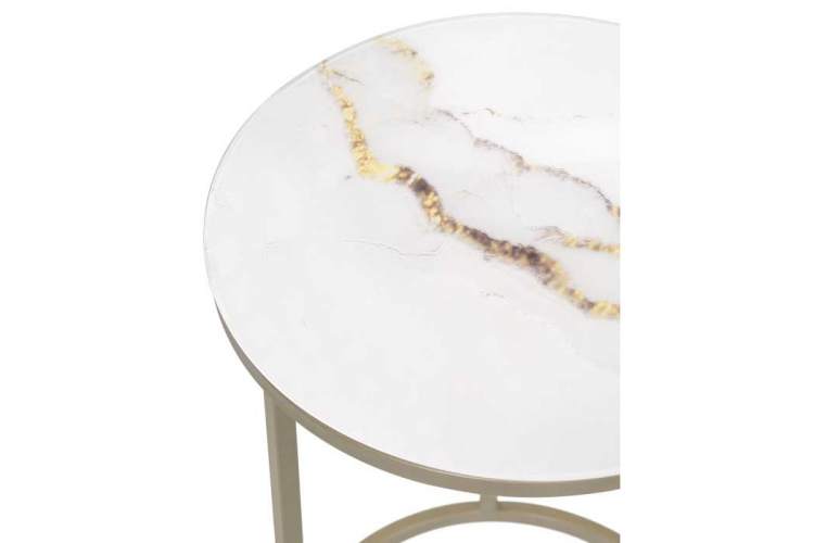 Журнальный стол Иберис круглый белый / золото-2