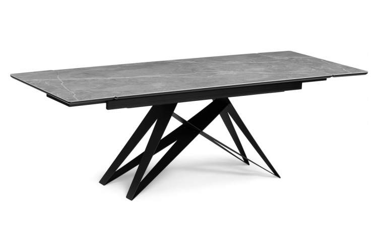Керамический стол Блэкберн 140(200)х80 серый мрамор larka grey / черный