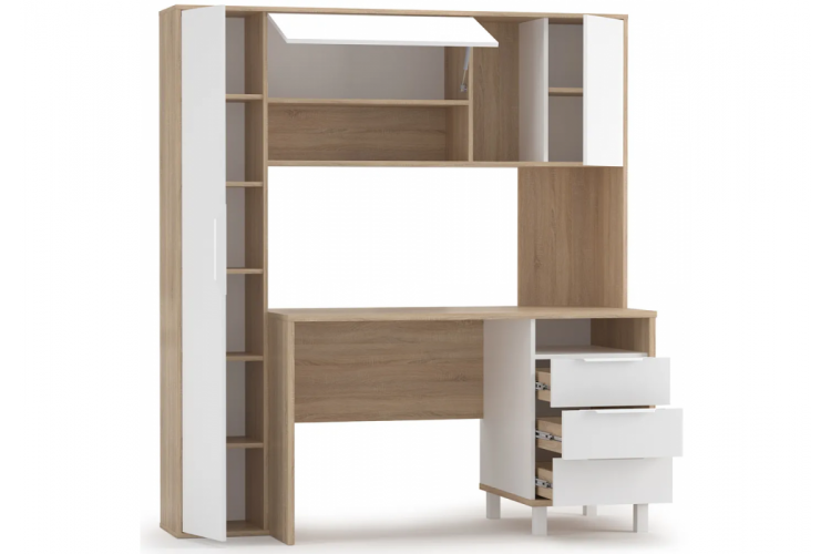 Компьютерный стол Комфорт 12.95 дуб сонома / белый PE шагрень-5