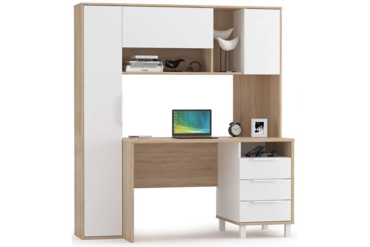 Компьютерный стол Комфорт 12.95 дуб сонома / белый PE шагрень-6