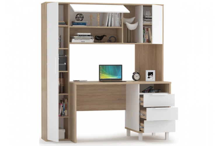 Компьютерный стол Комфорт 12.95 дуб сонома / белый PE шагрень-7