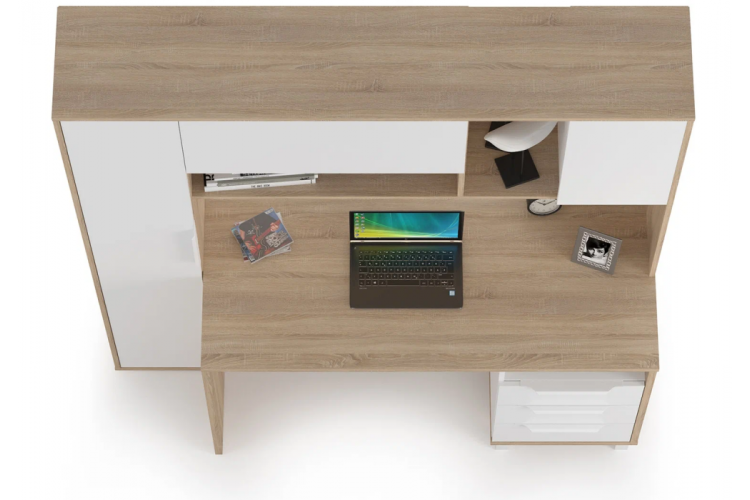 Компьютерный стол Комфорт 12.95 дуб сонома / белый PE шагрень-8