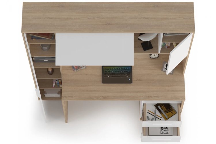 Компьютерный стол Комфорт 12.95 дуб сонома / белый PE шагрень-9