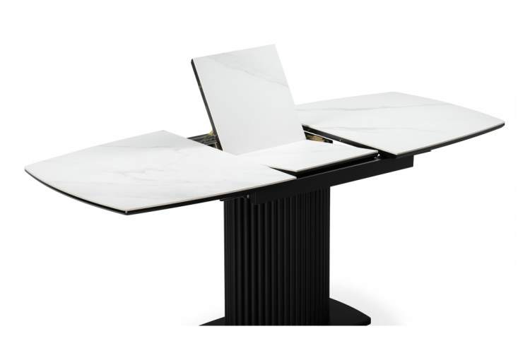 Керамический стол Фестер 140(180)х80 белый мрамор snow white / черный-5