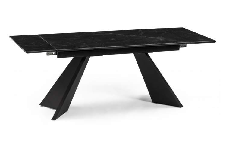 Керамический стол Ливи 140(200)х80х78 черный мрамор / черный