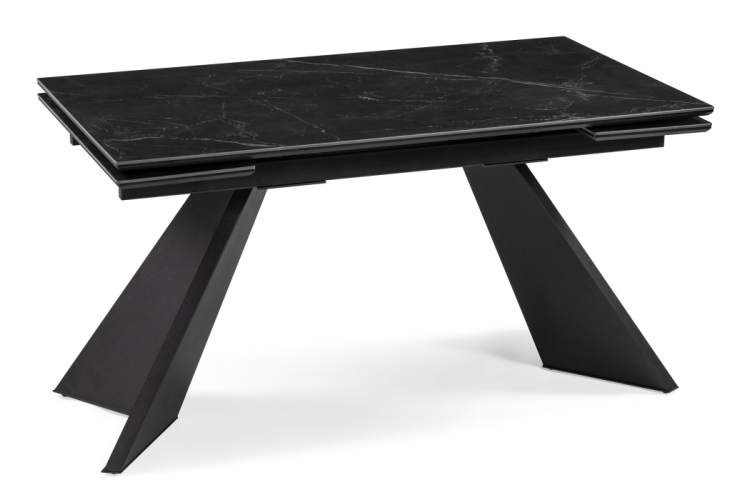 Керамический стол Ливи 140(200)х80х78 черный мрамор / черный-2