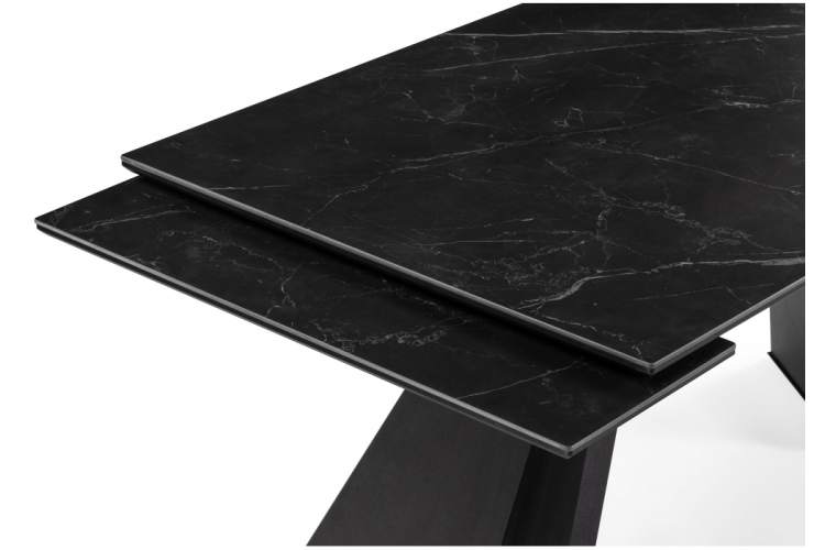 Керамический стол Ливи 140(200)х80х78 черный мрамор / черный-6
