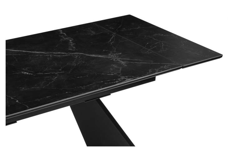 Керамический стол Ливи 140(200)х80х78 черный мрамор / черный-8