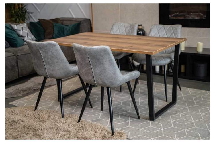 Стол деревянный Лота Лофт 120 25 мм дуб делано темный / черный матовый-4