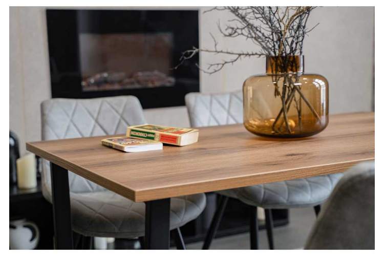 Стол деревянный Лота Лофт 120 25 мм дуб делано темный / черный матовый-5