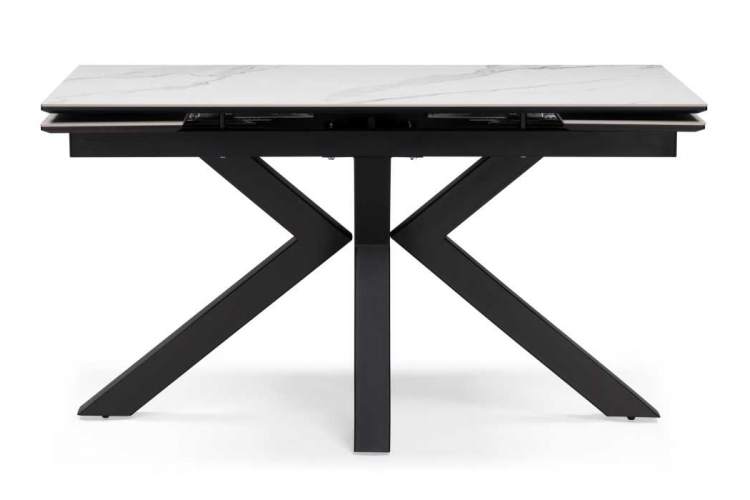 Керамический стол Бронхольм 140(200)х80х77 белый мрамор / черный-1