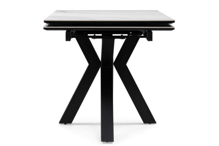 Керамический стол Бронхольм 140(200)х80х77 белый мрамор / черный-3