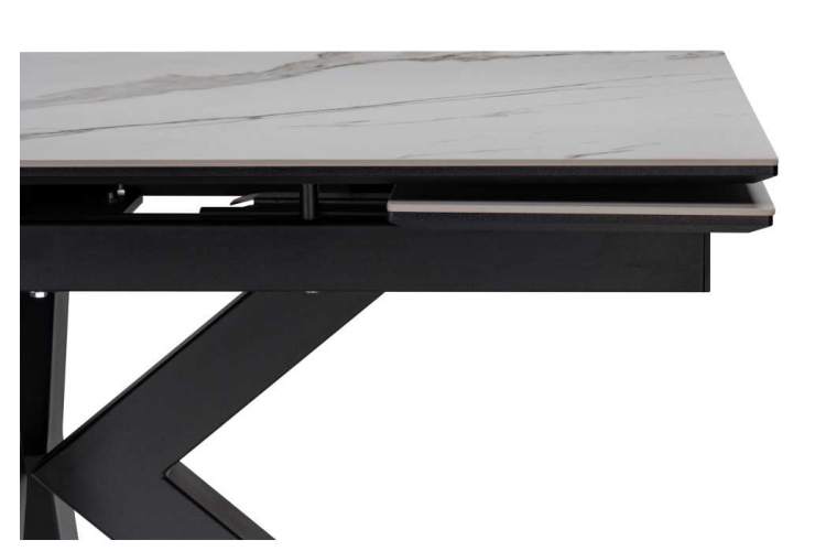 Керамический стол Бронхольм 140(200)х80х77 белый мрамор / черный-4