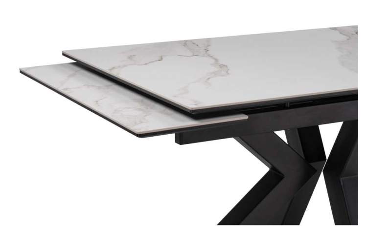 Керамический стол Бронхольм 140(200)х80х77 белый мрамор / черный-6