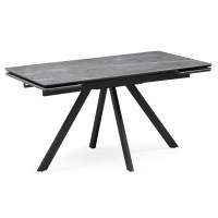 Керамический стол Вилли 140(200)х80 серый мрамор larka grey / черный