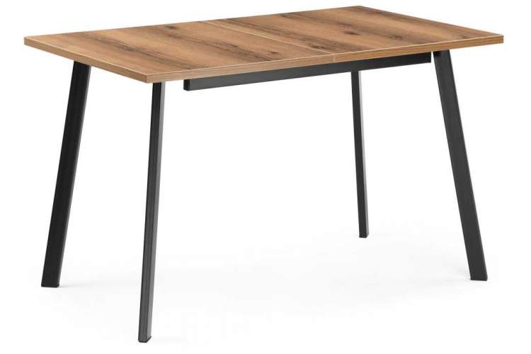 Стол деревянный раскладной Колон лофт 120 25 мм дуб делано темный / черный матовый