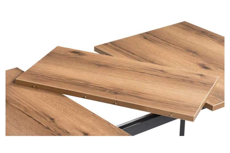 Стол деревянный раскладной Колон лофт 120 25 мм дуб делано темный / черный матовый-5