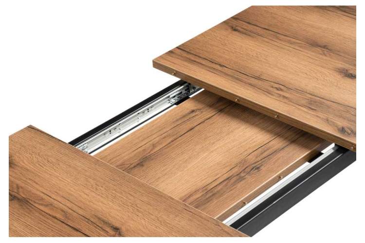 Стол деревянный раскладной Колон лофт 120 25 мм дуб делано темный / черный матовый-6