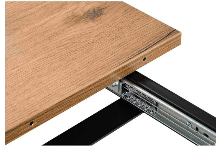 Стол деревянный раскладной Колон лофт 120 25 мм дуб делано темный / черный матовый-7