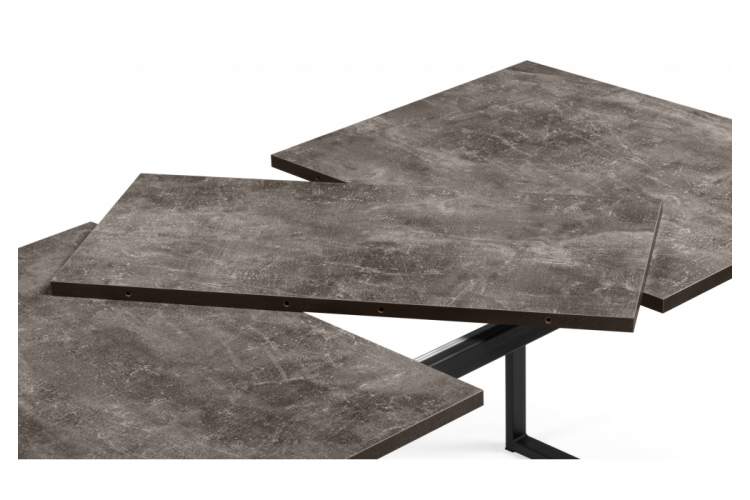 Стол деревянный Лиман 117 (157) x 77 бетон темный / черный матовый-10