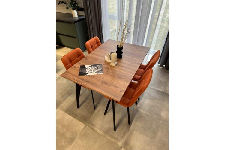 Стол деревянный Кортни 117 (157) x 77 дуб крафт табачный / черный матовый-2