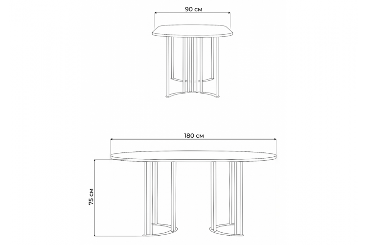 Стол деревянный Хьюго О 180 х 90 черная шагрень пленка / черные ноги-3