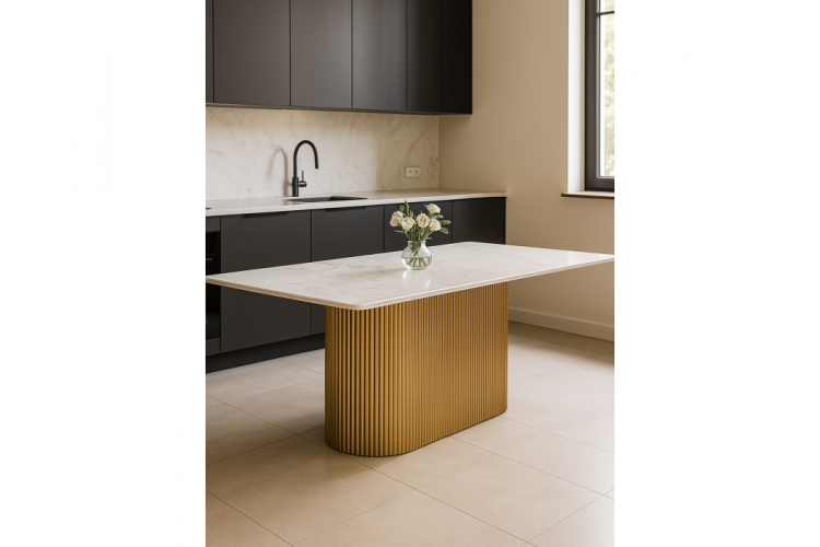 Керамический стол Ривера 220x110 brecha crema / золото-1