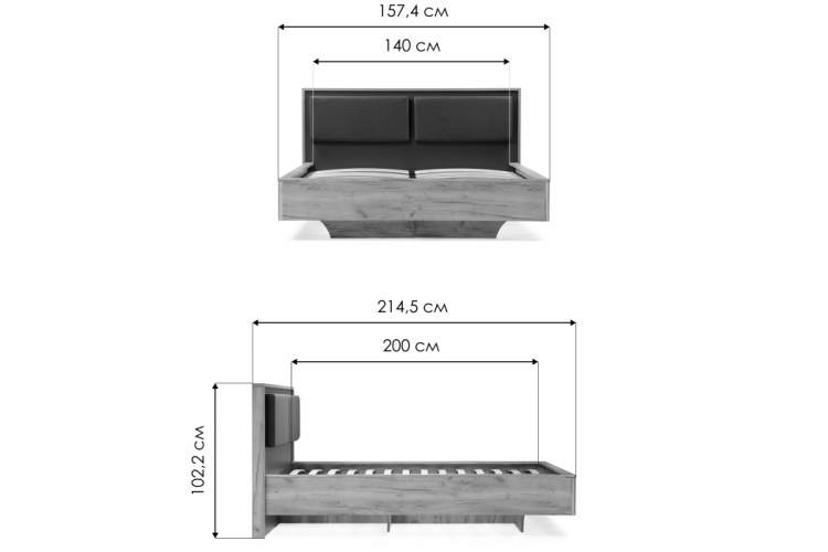 Кровать Клауд 140х200 парящая дуб крафт золотой / антрацит-1