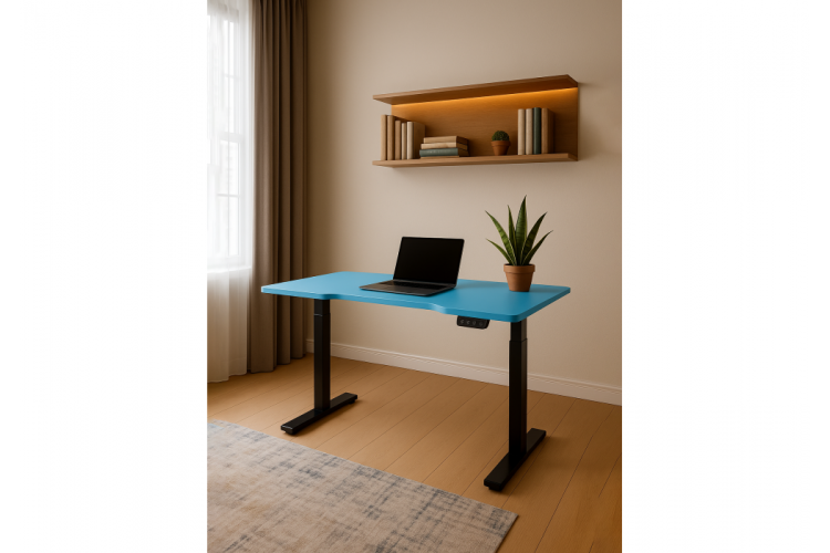 Компьютерный стол Маркос 140х80 голубой / черный-3