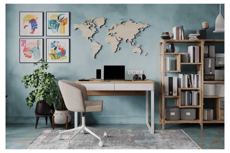 Компьютерный стол Реус дуб вотан / белый-1