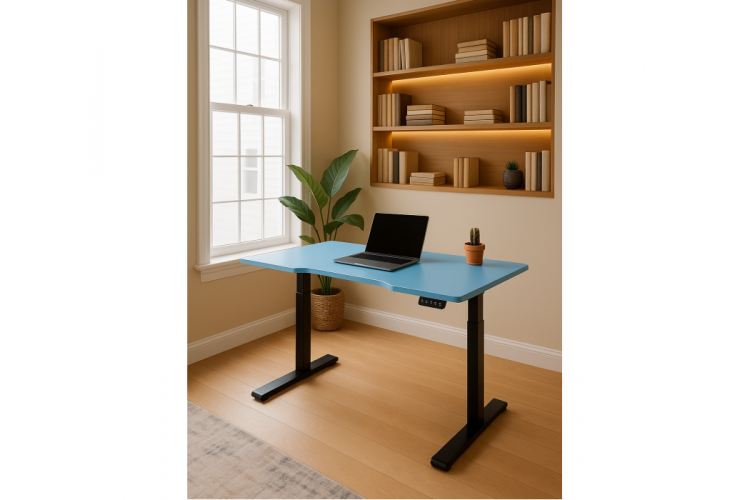 Компьютерный стол Маркос 140х80 голубой / черный-2