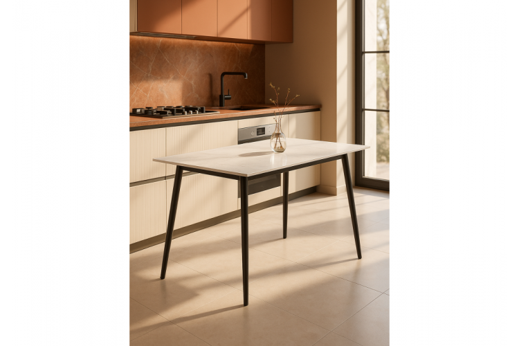 Керамический стол Rion 120 белый мрамор / черный-1