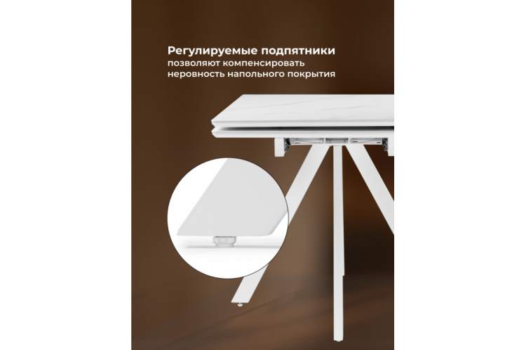 Керамический стол Вилли 140 (200) х 80 белый мрамор alpin white / snow white / белый-6